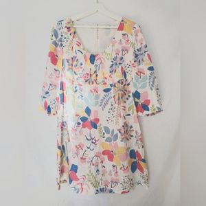 Boden Empire waist Linen floral dress size 8
